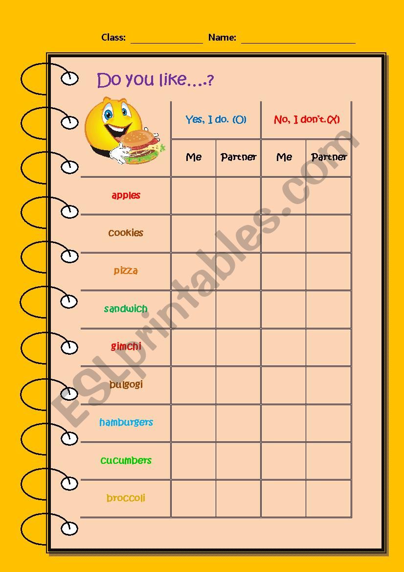 Do you like...? worksheet