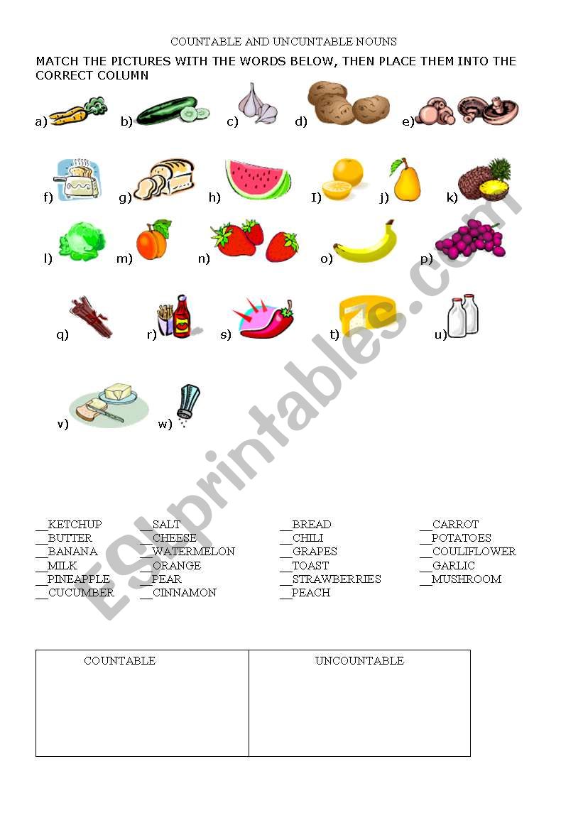 COUNTABLE AND UNCOUNTABLE NOUNS