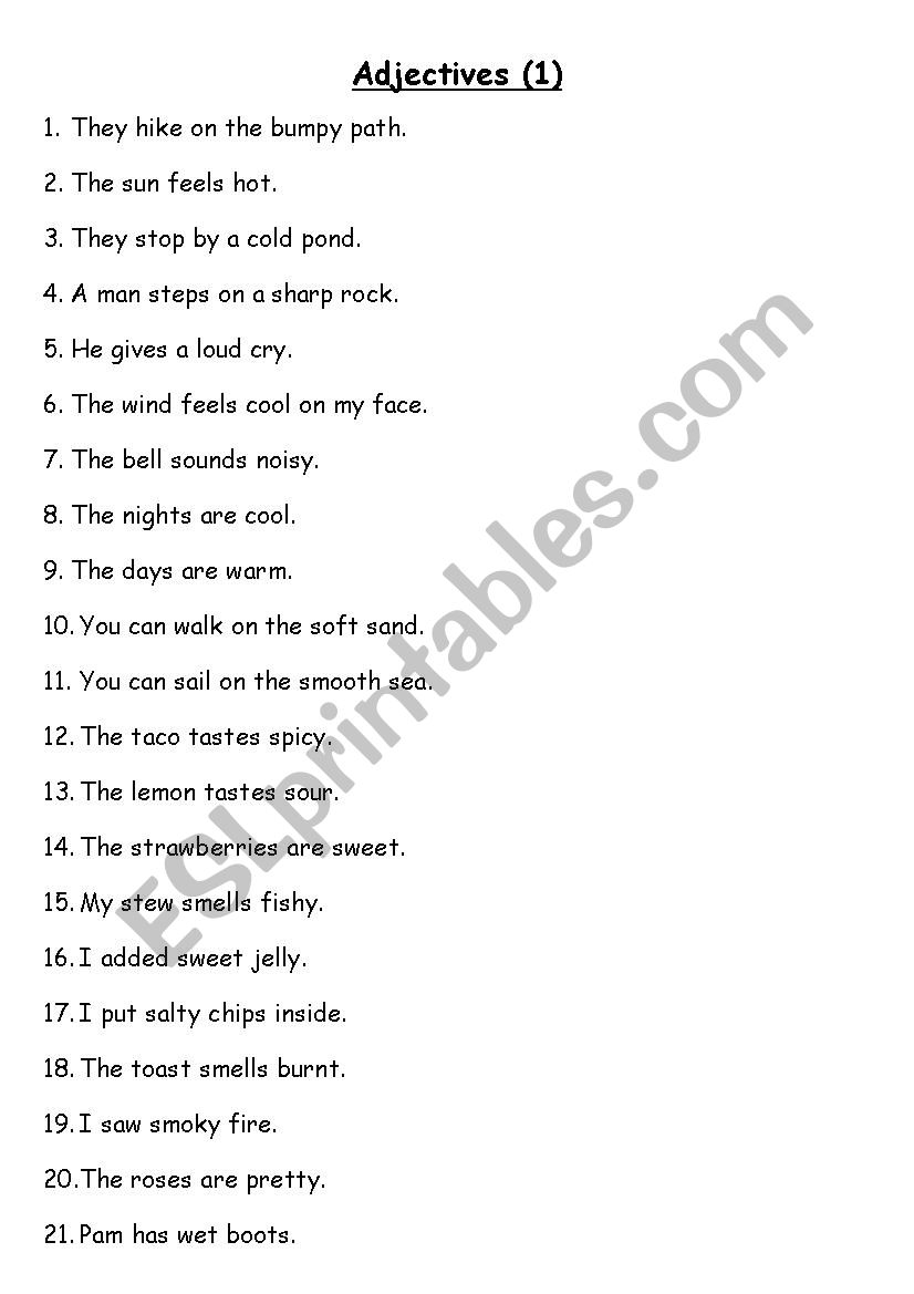 Adjectives worksheet