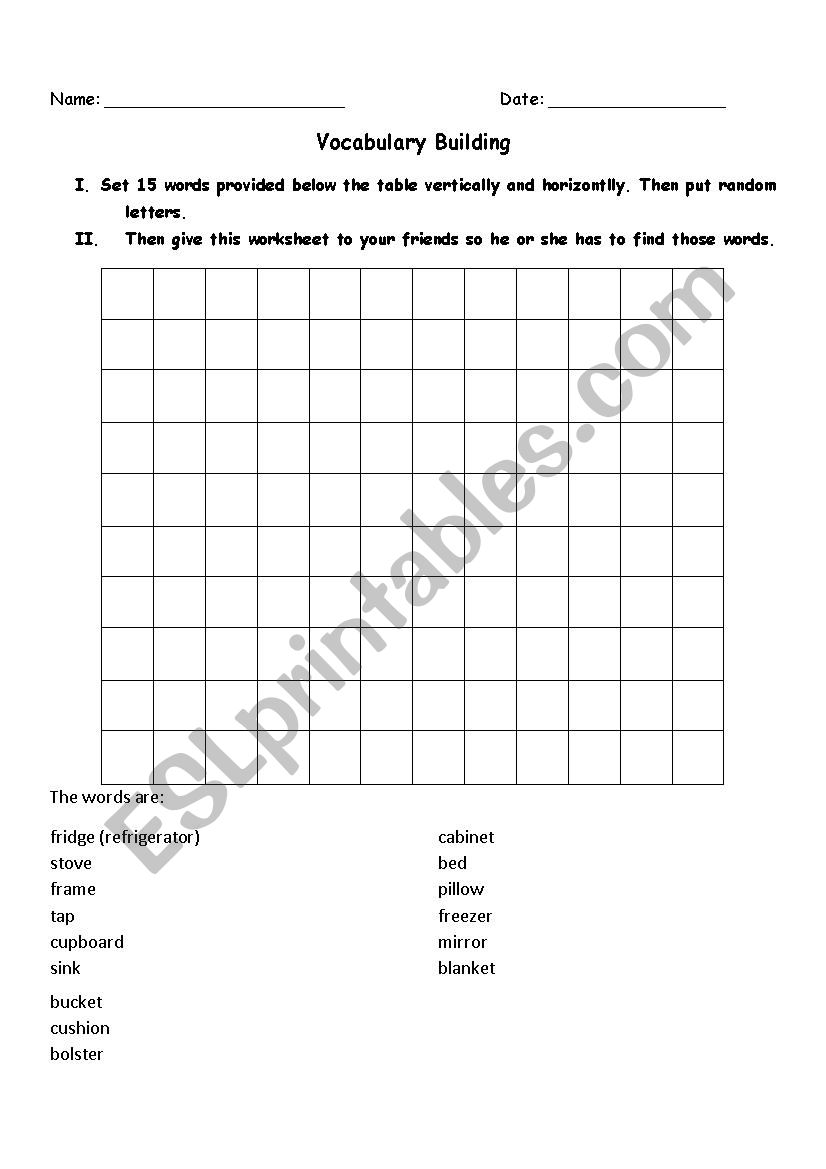Making own WORDS FINDING worksheet