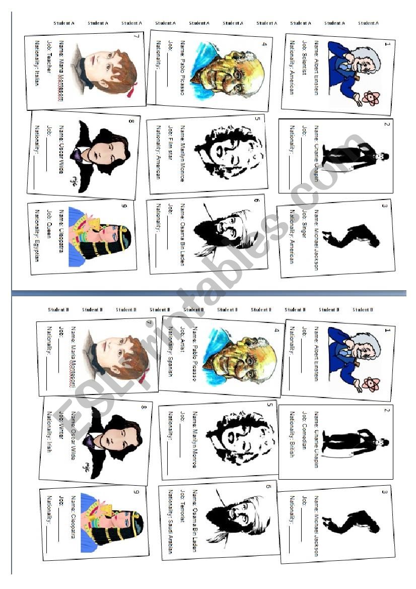 Famous people (was/were) worksheet