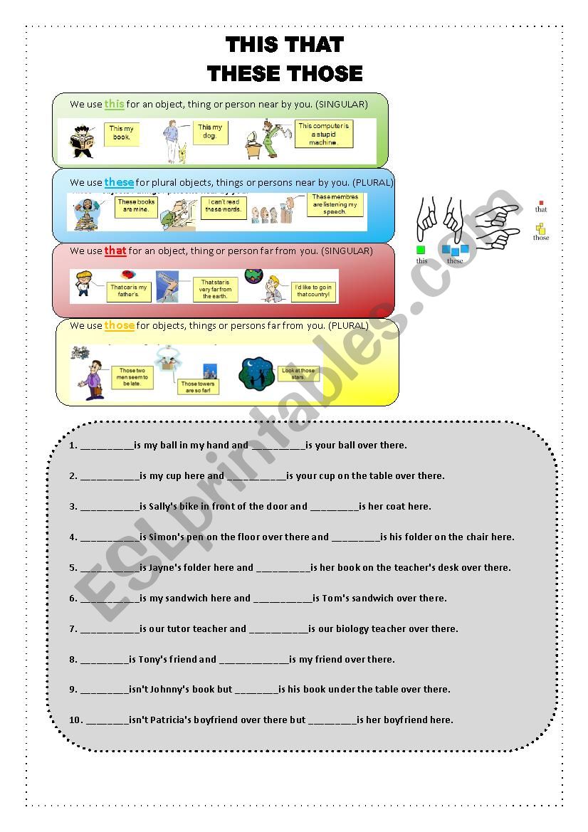 this these that those worksheet