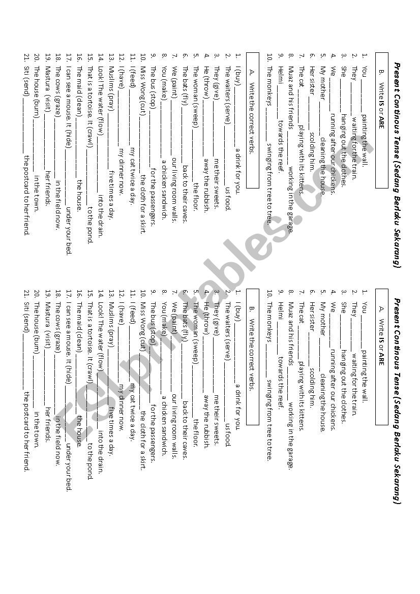 Present Continuous Tense worksheet