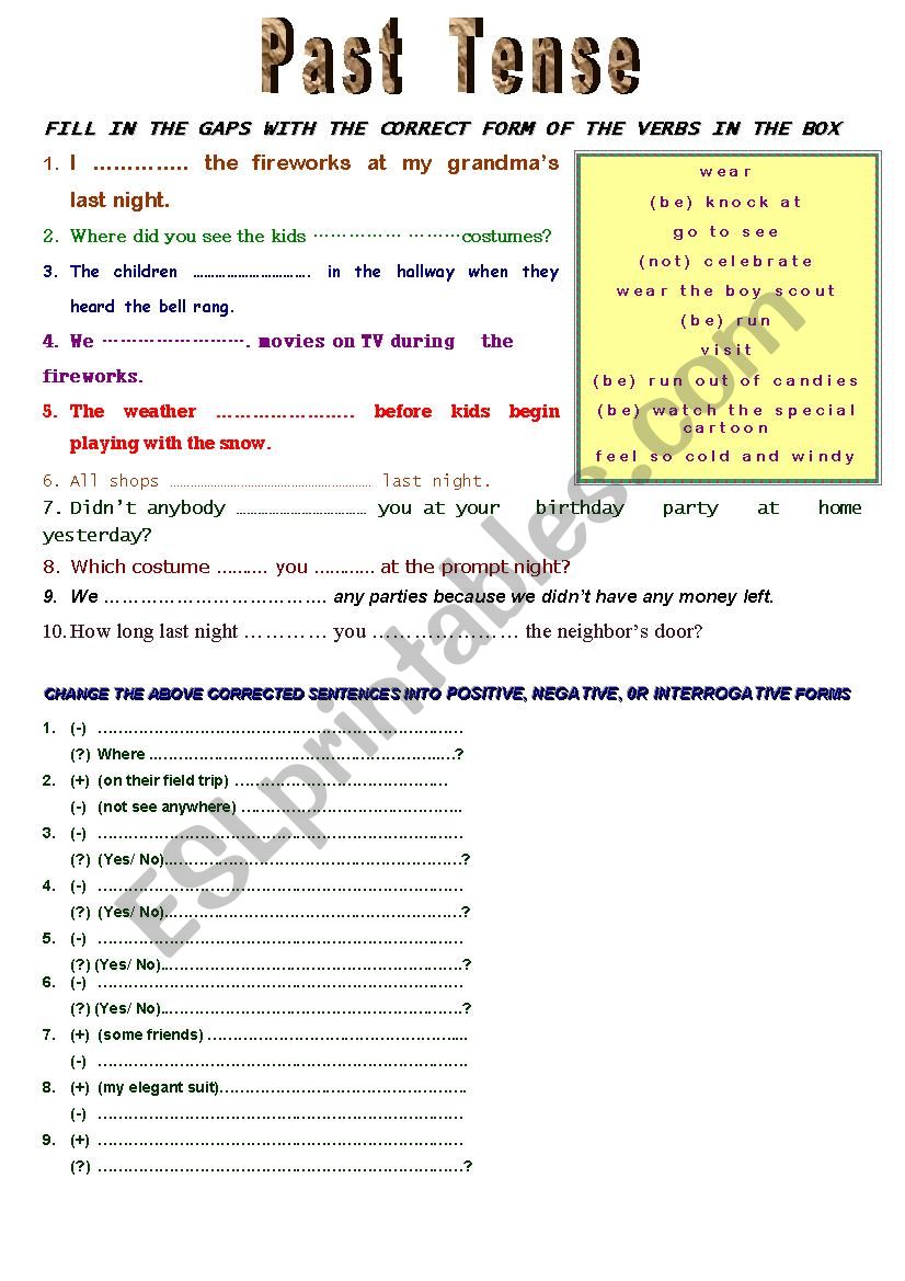 Past Simple_Filling the Gaps in Sentences