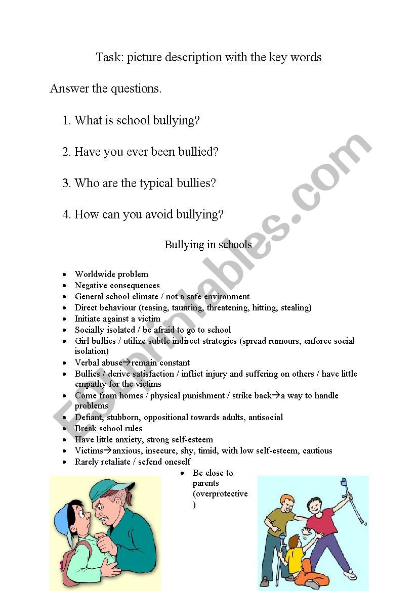 bullying worksheet