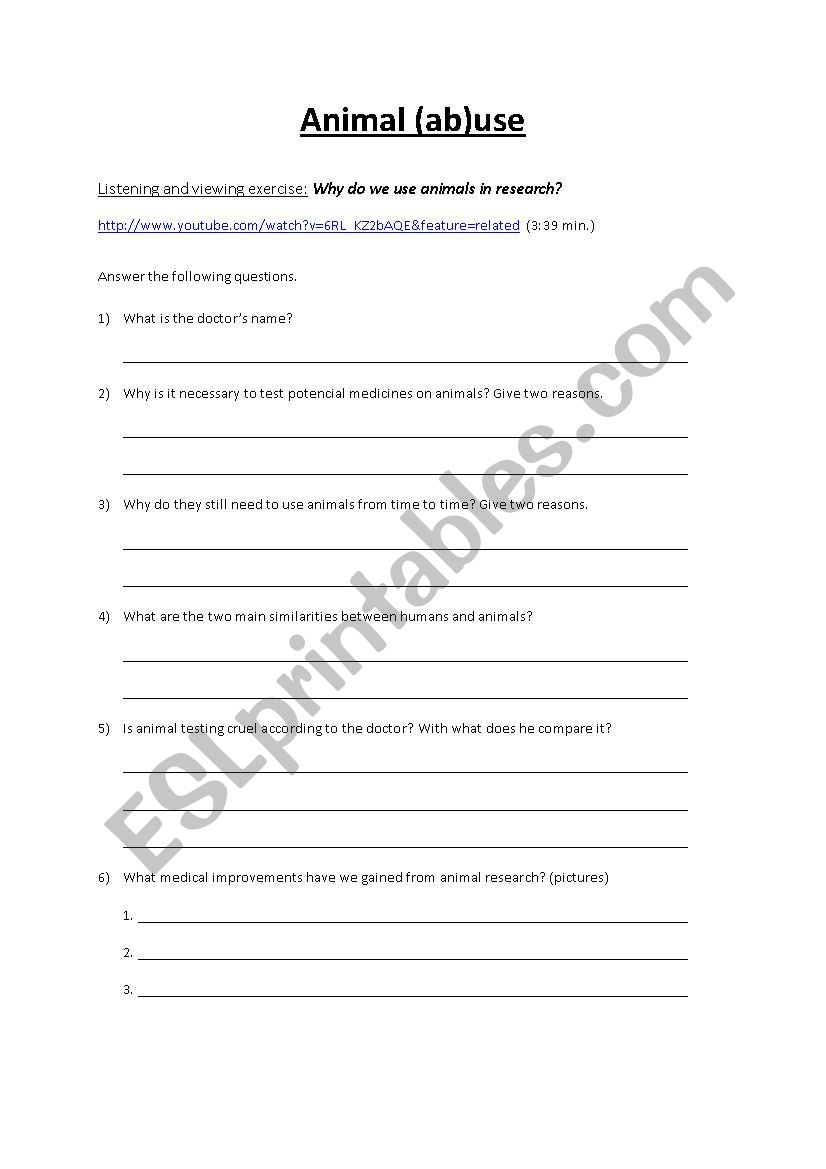 Animal (ab)use Listening exercise