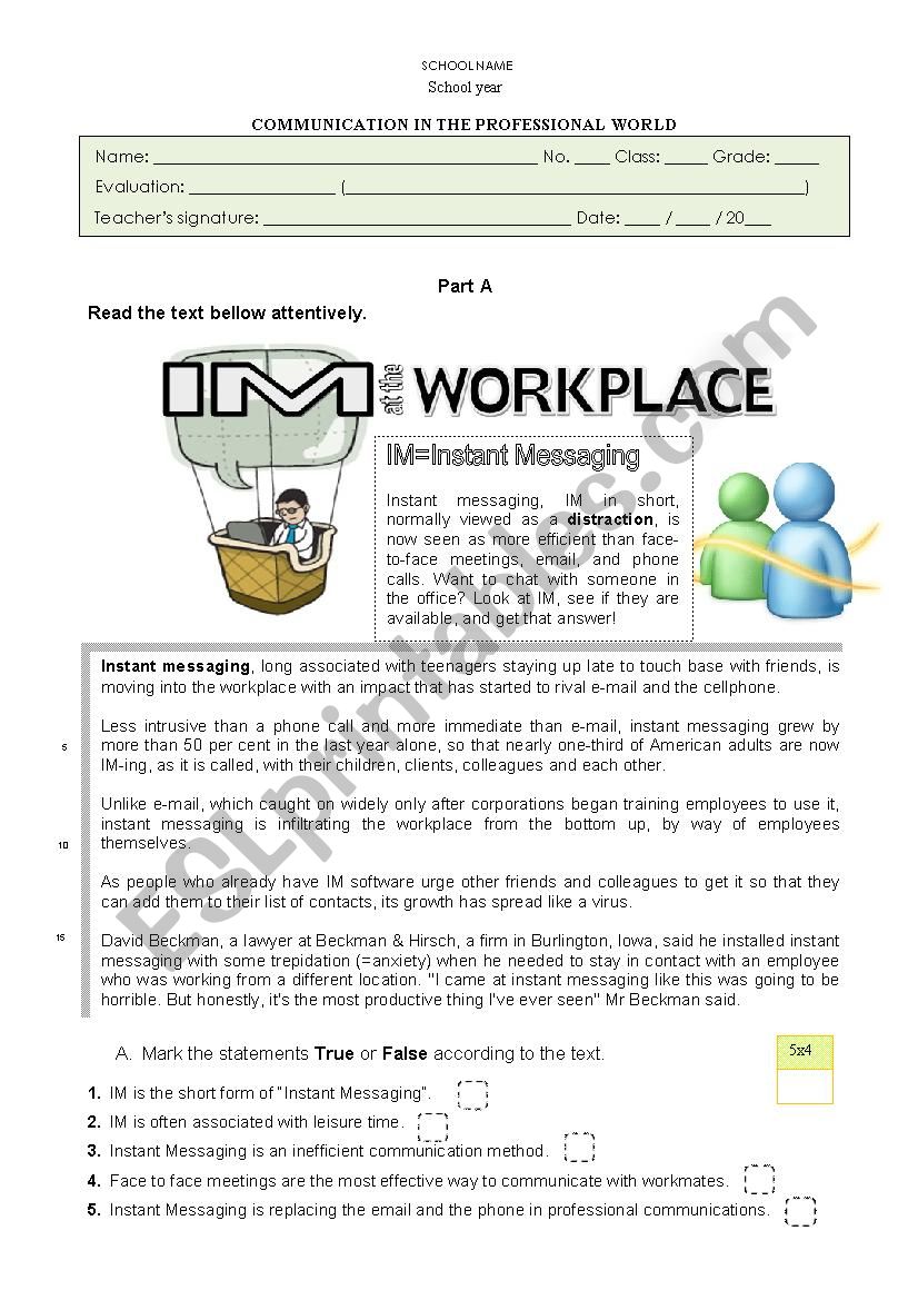 Instant messaging - communication at the workplace