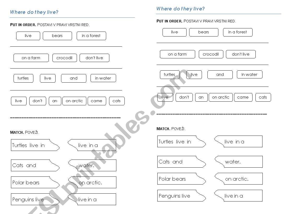 animals and habitats worksheet