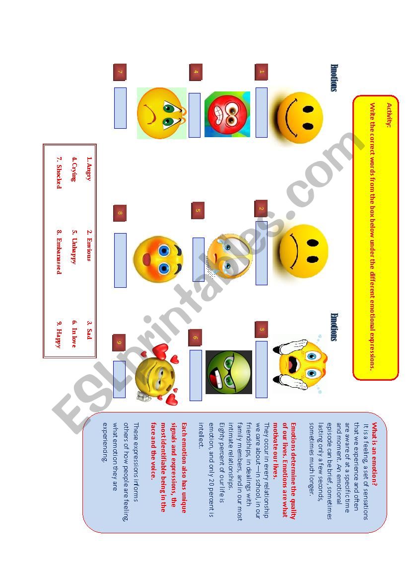 Emotions worksheet