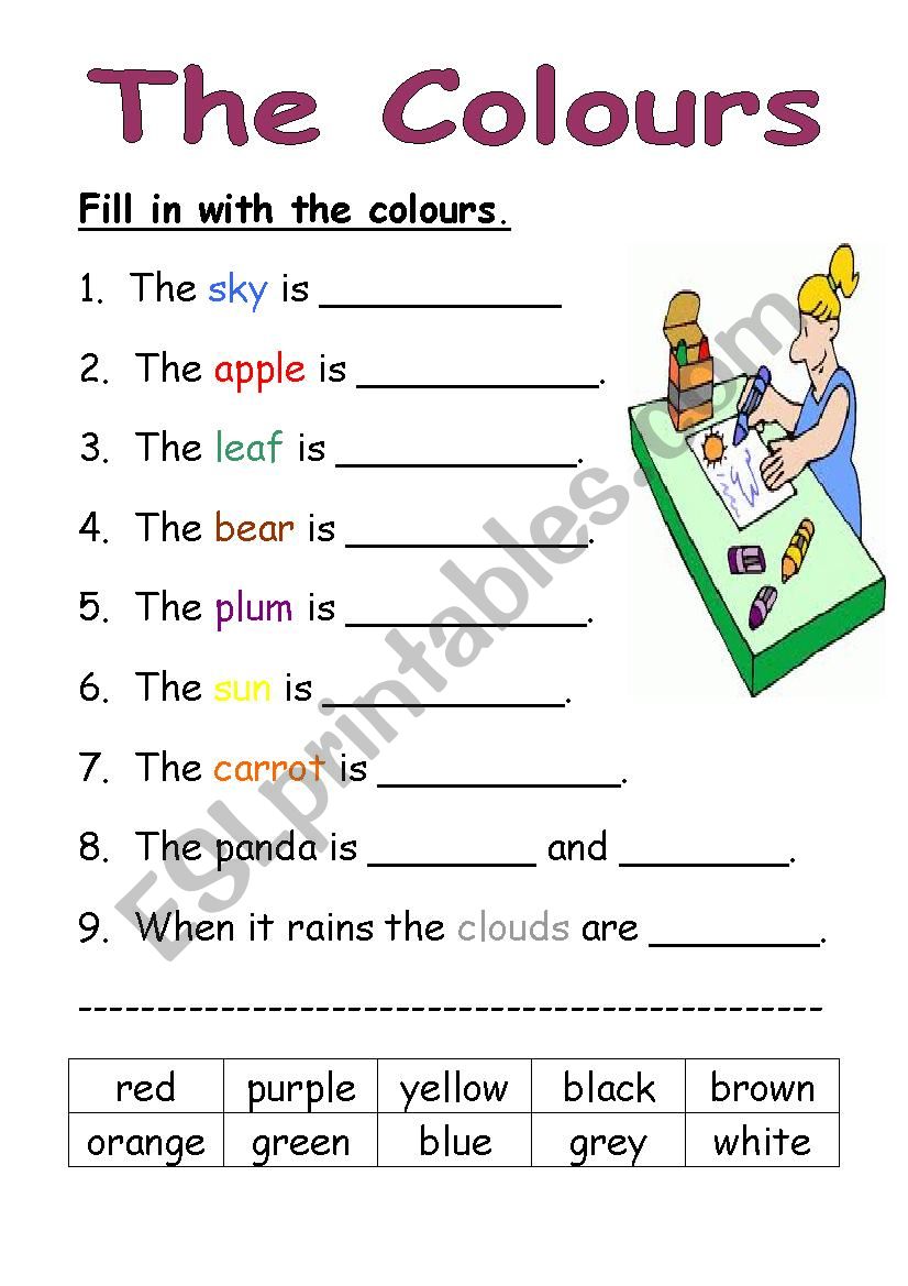 Colours worksheet worksheet