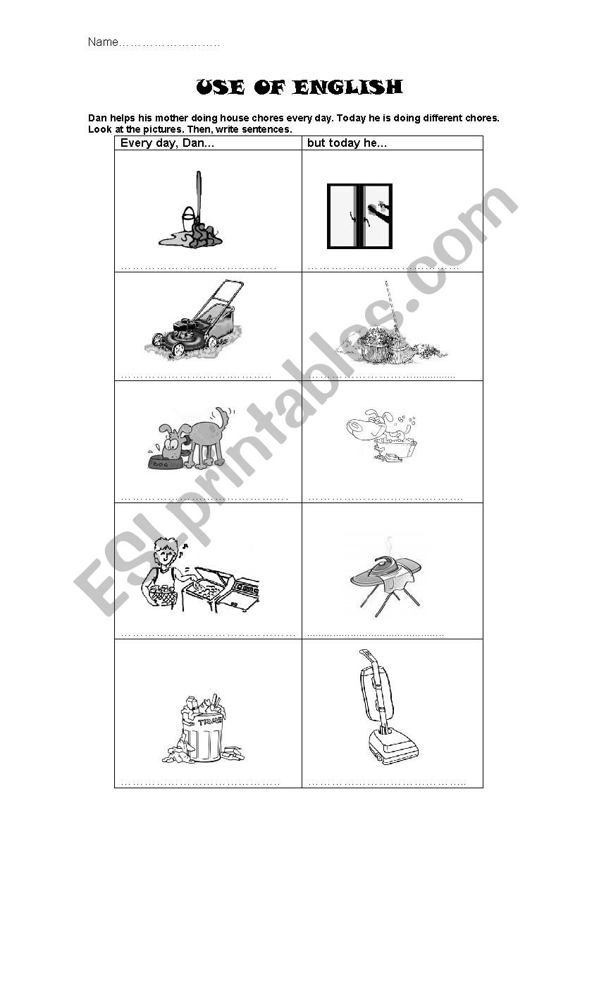 HOUSE CHORES worksheet