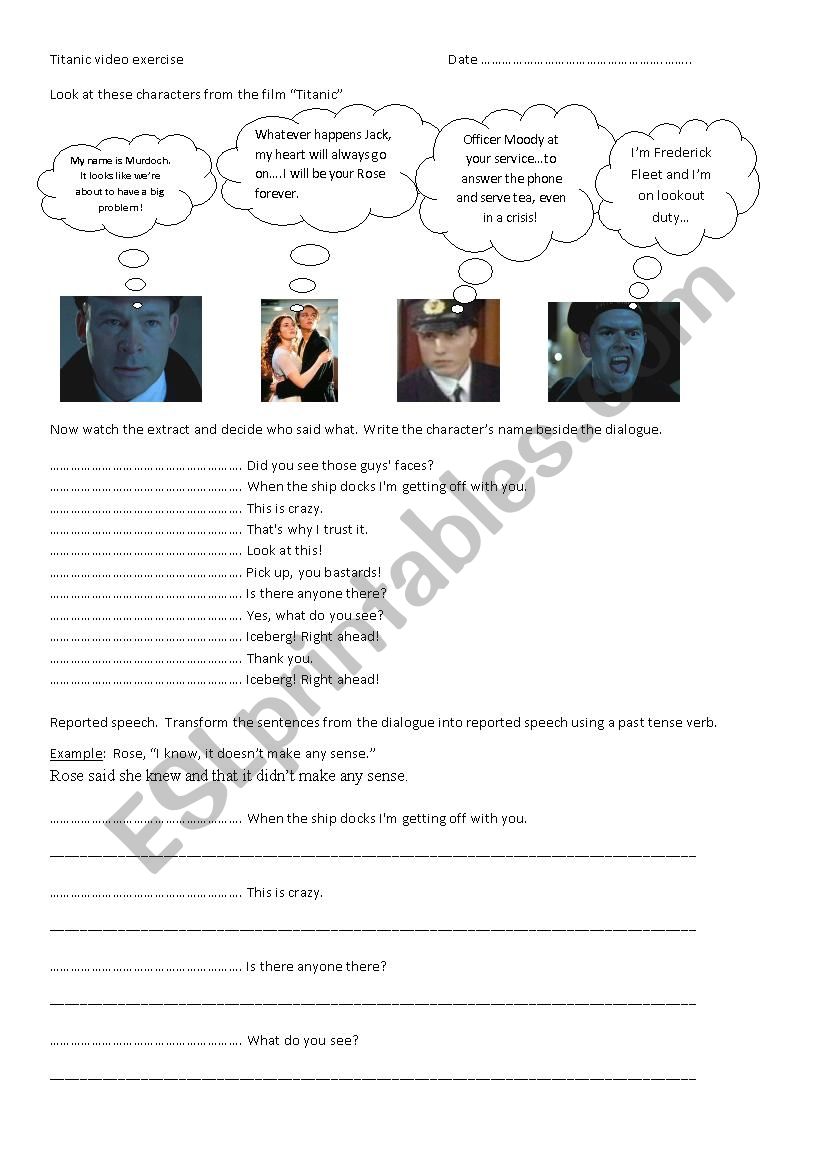 Titanic video exercise worksheet