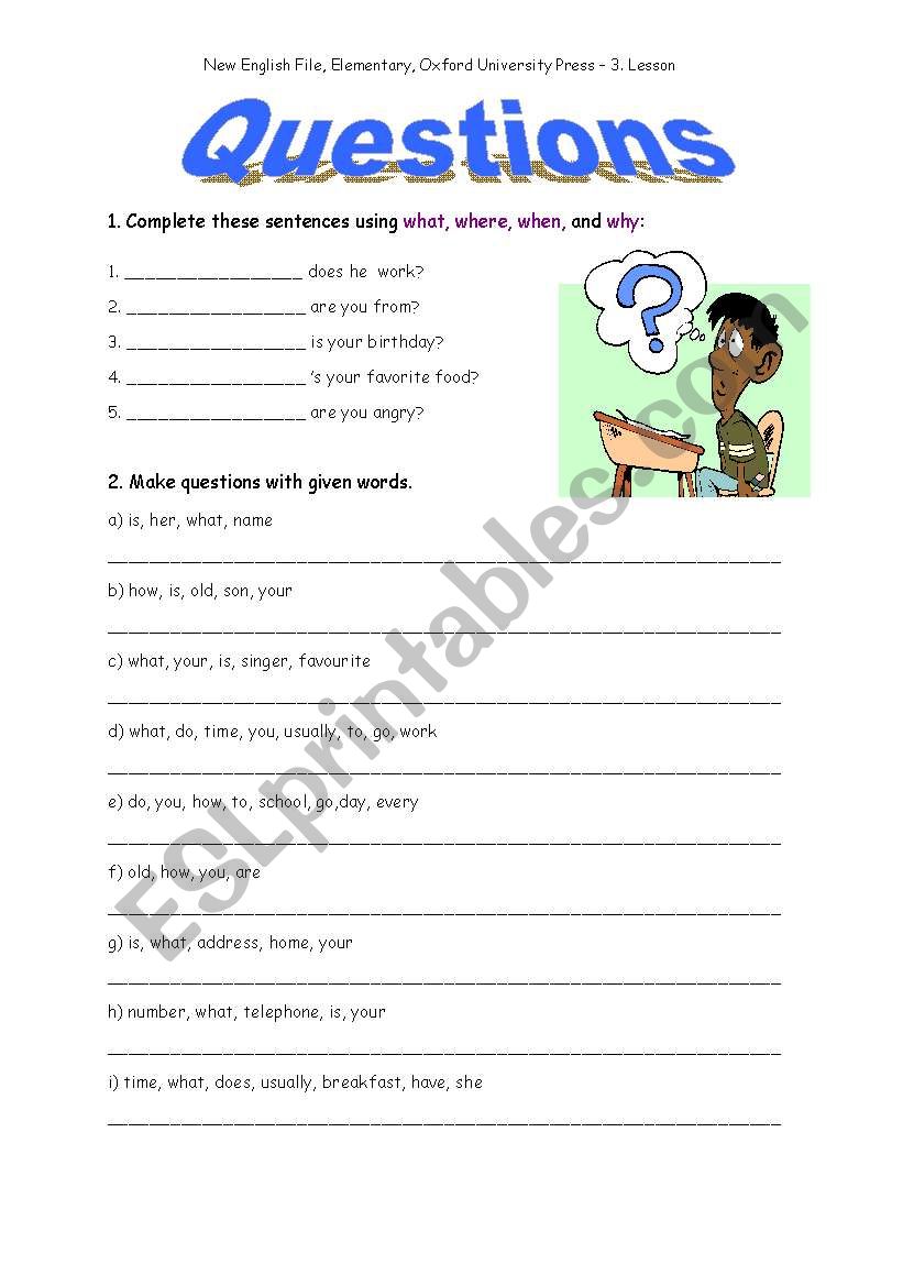 Questions worksheet