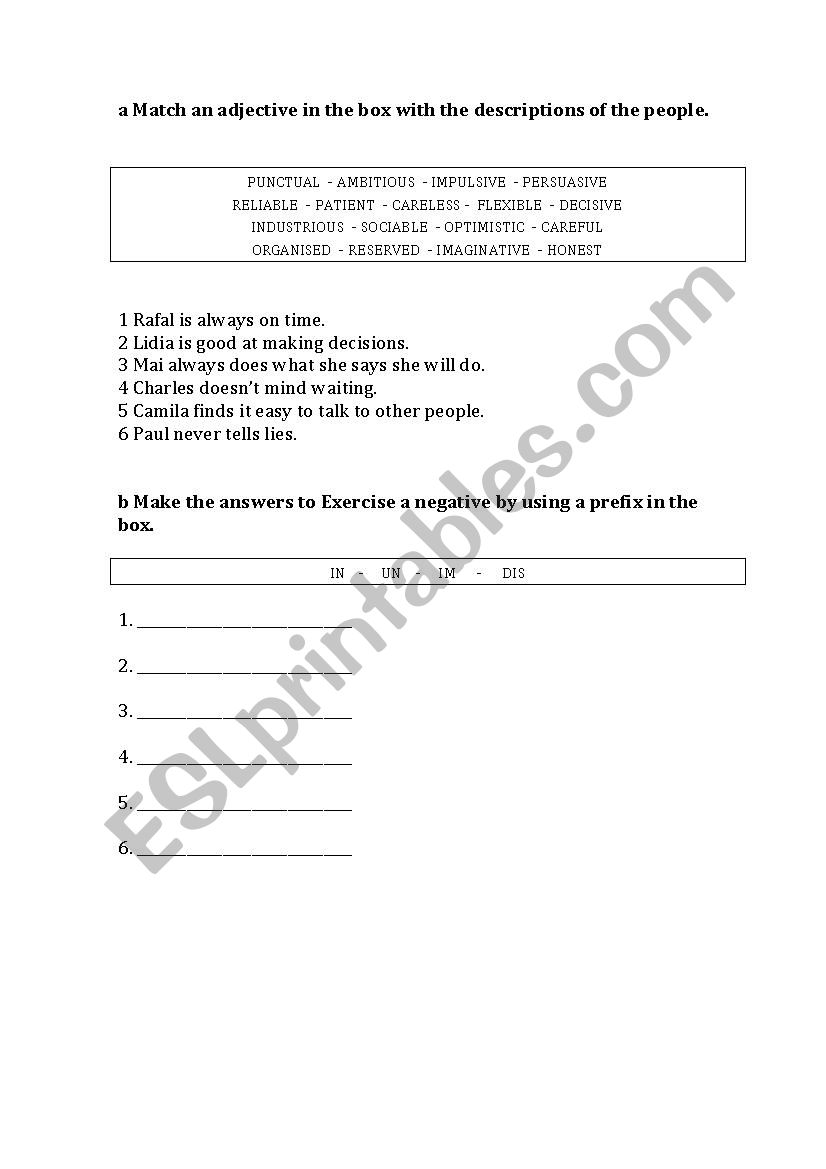 Job Interview / Adjectives worksheet