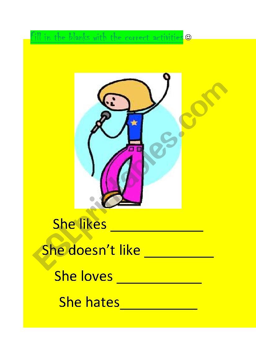 LIKE NOT LIKE HATE AND LOVE worksheet