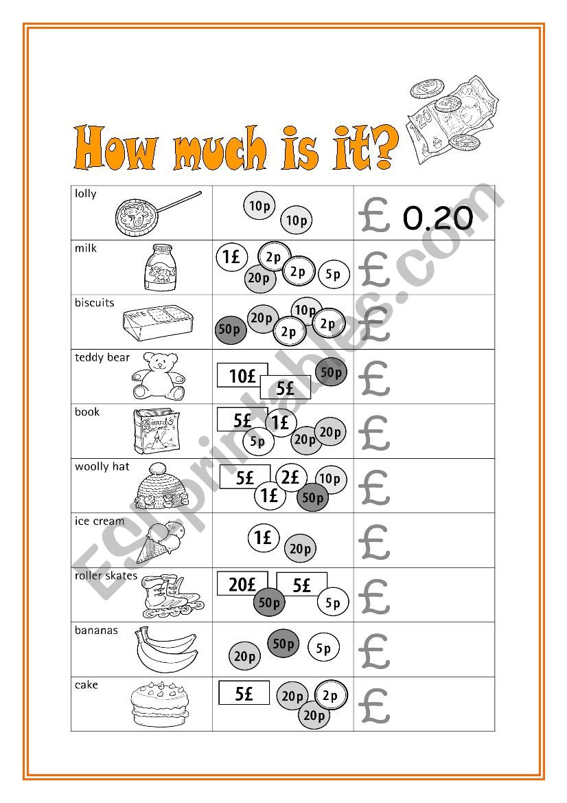 How much is it? worksheet