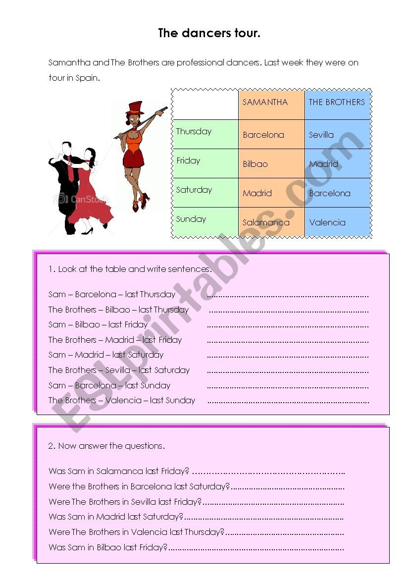THE DANCERS TOUR worksheet