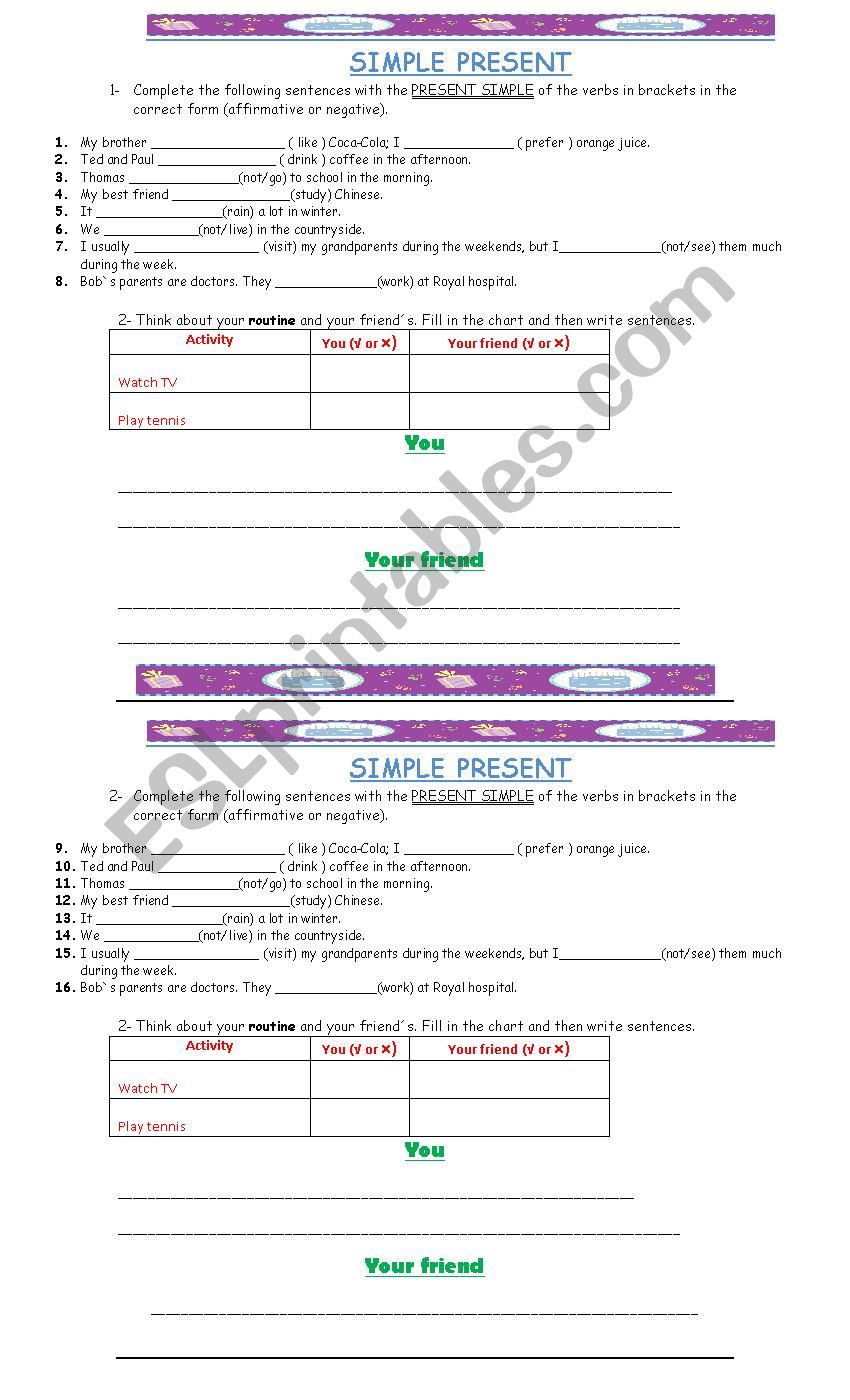 Simple Present worksheet worksheet