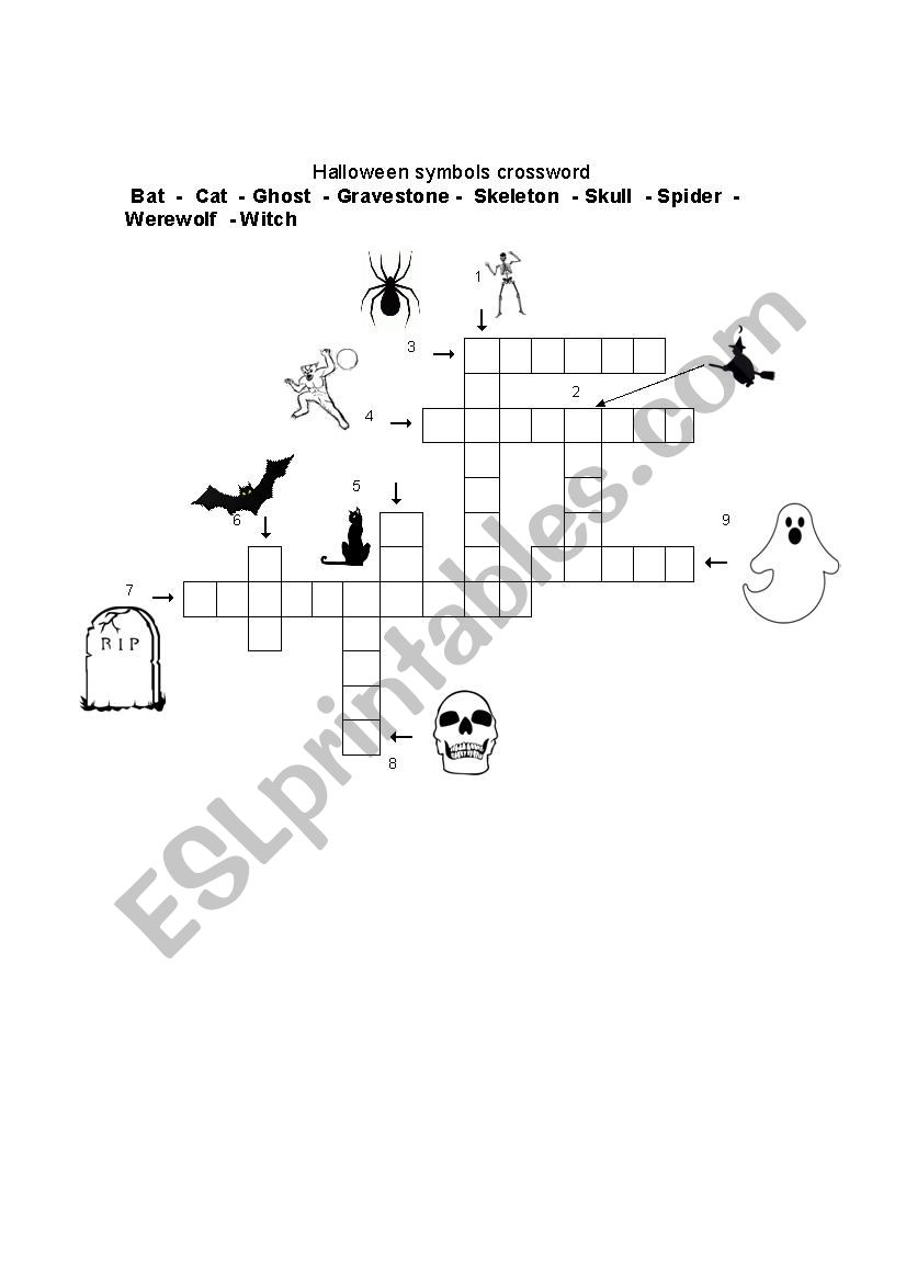 Halloween crosswords worksheet