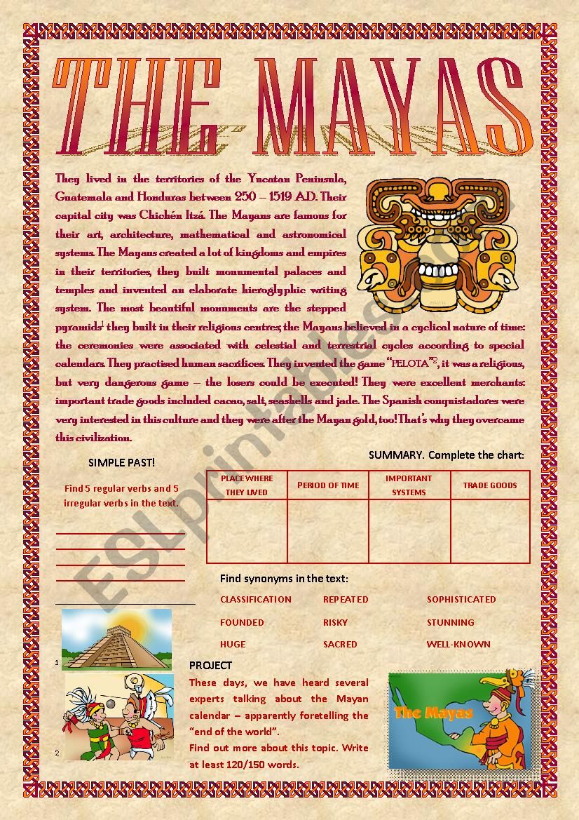 The Mayas worksheet