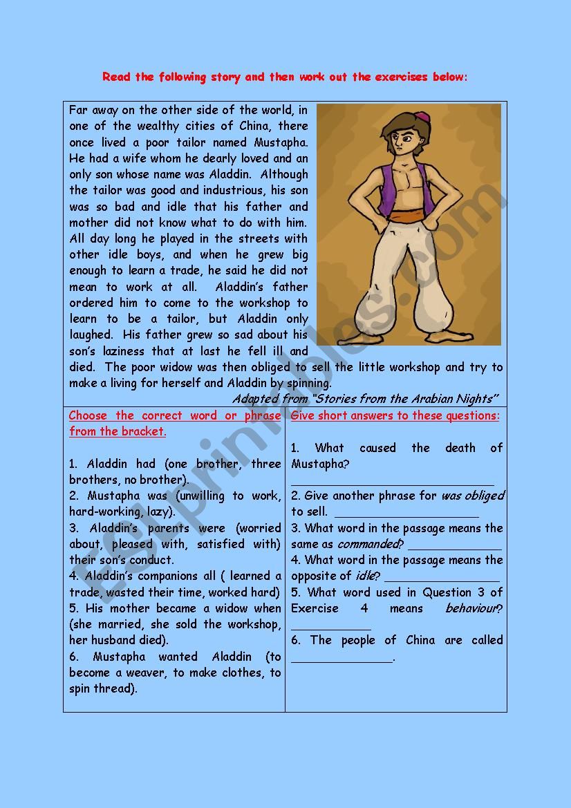 Reading Comprehension: Aladdin