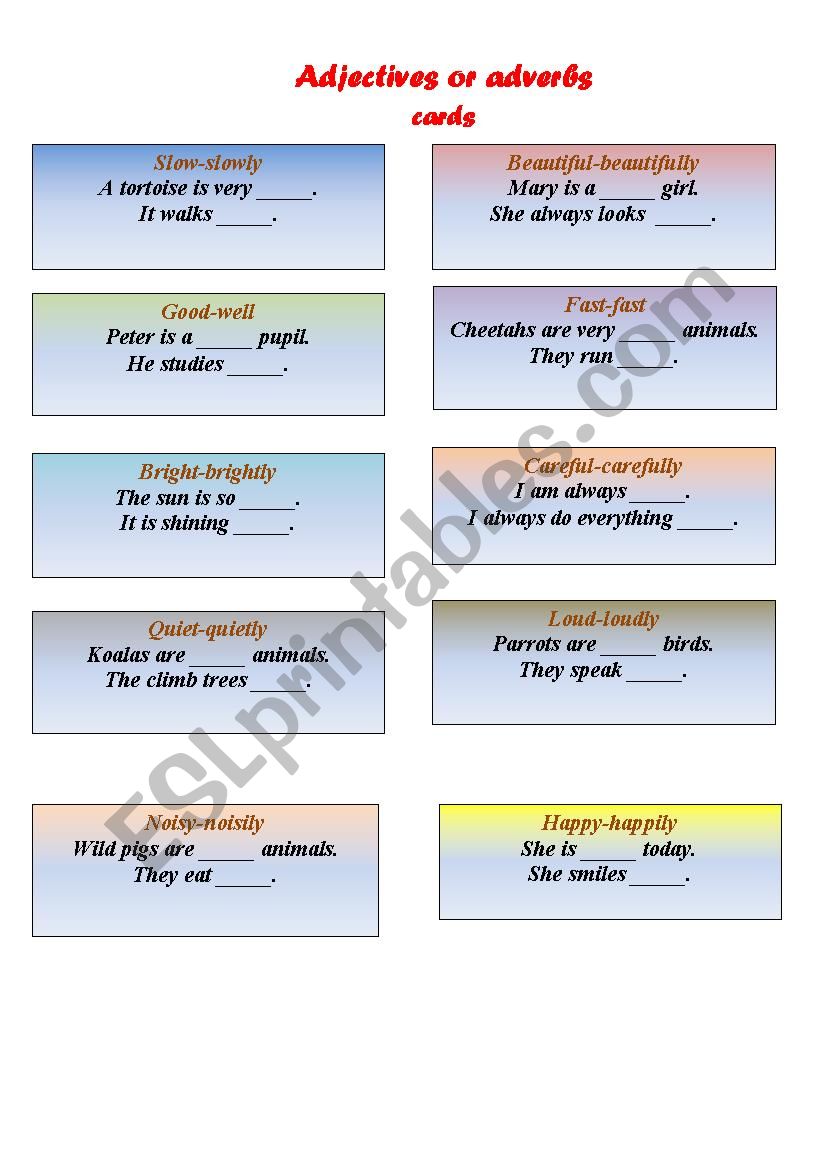 adjectives or adverbs worksheet