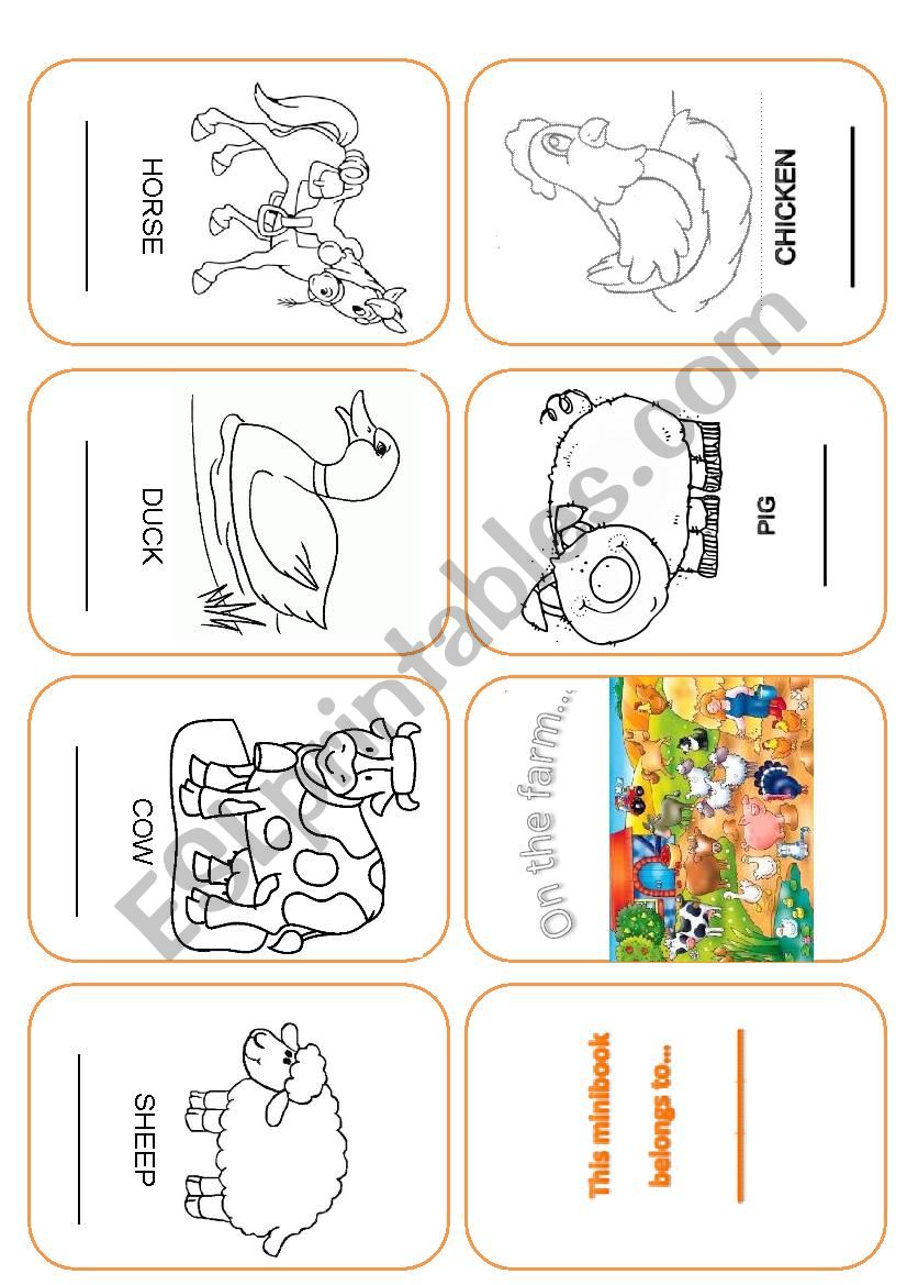 Minibook about farm animals worksheet