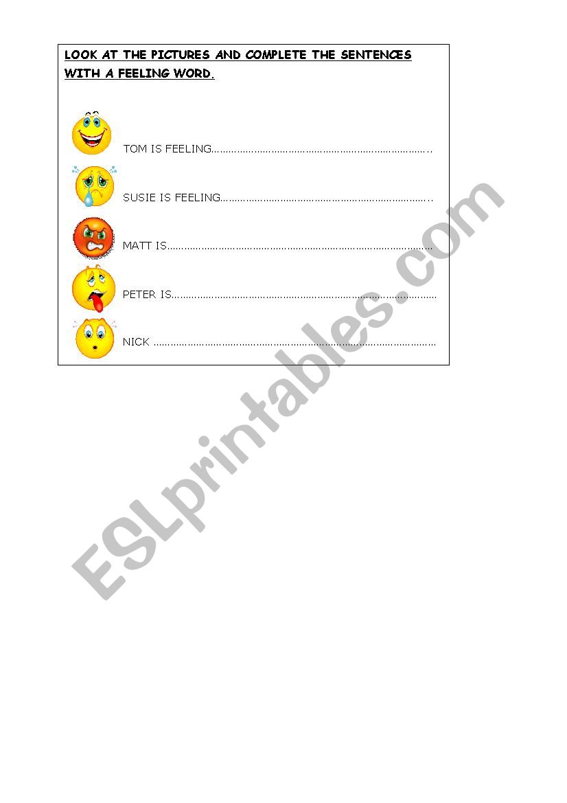 Feelings worksheet