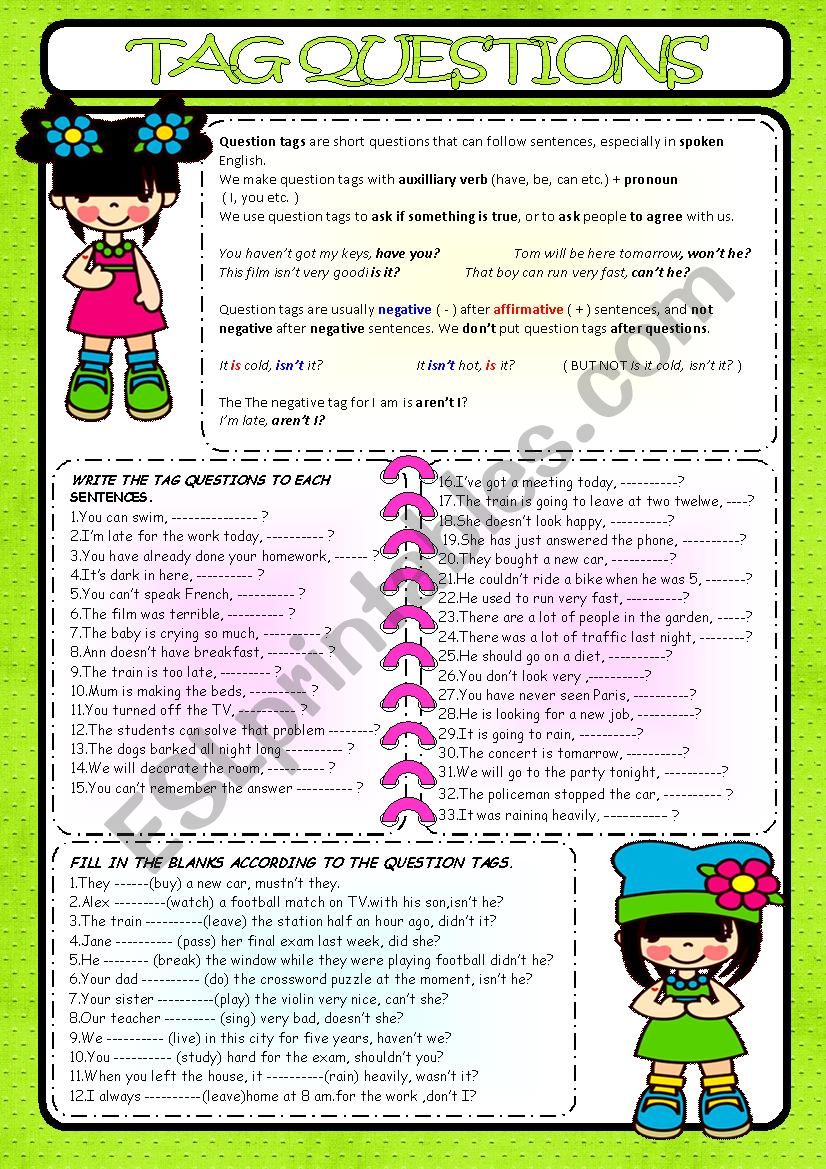 TAG QUESTIONS worksheet