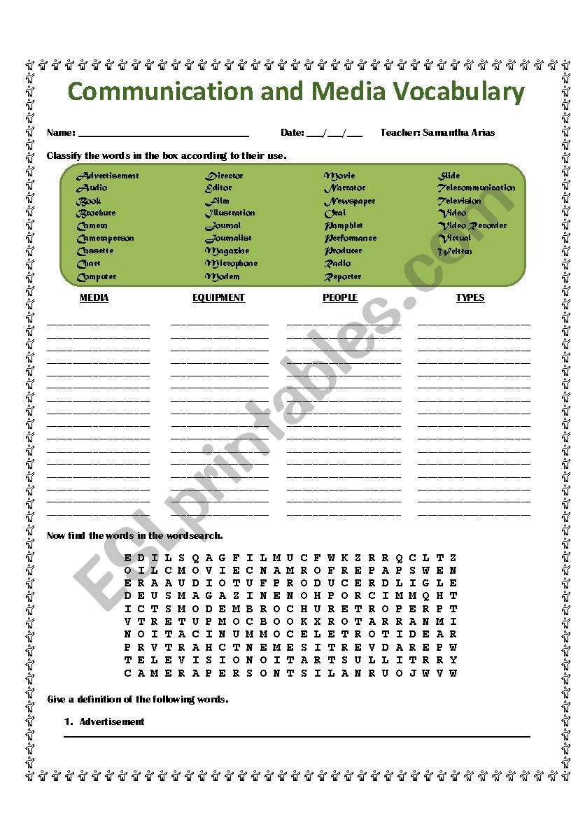 Communication and Media Vocabulary