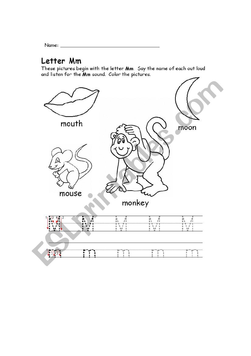 LETTER Mm worksheet