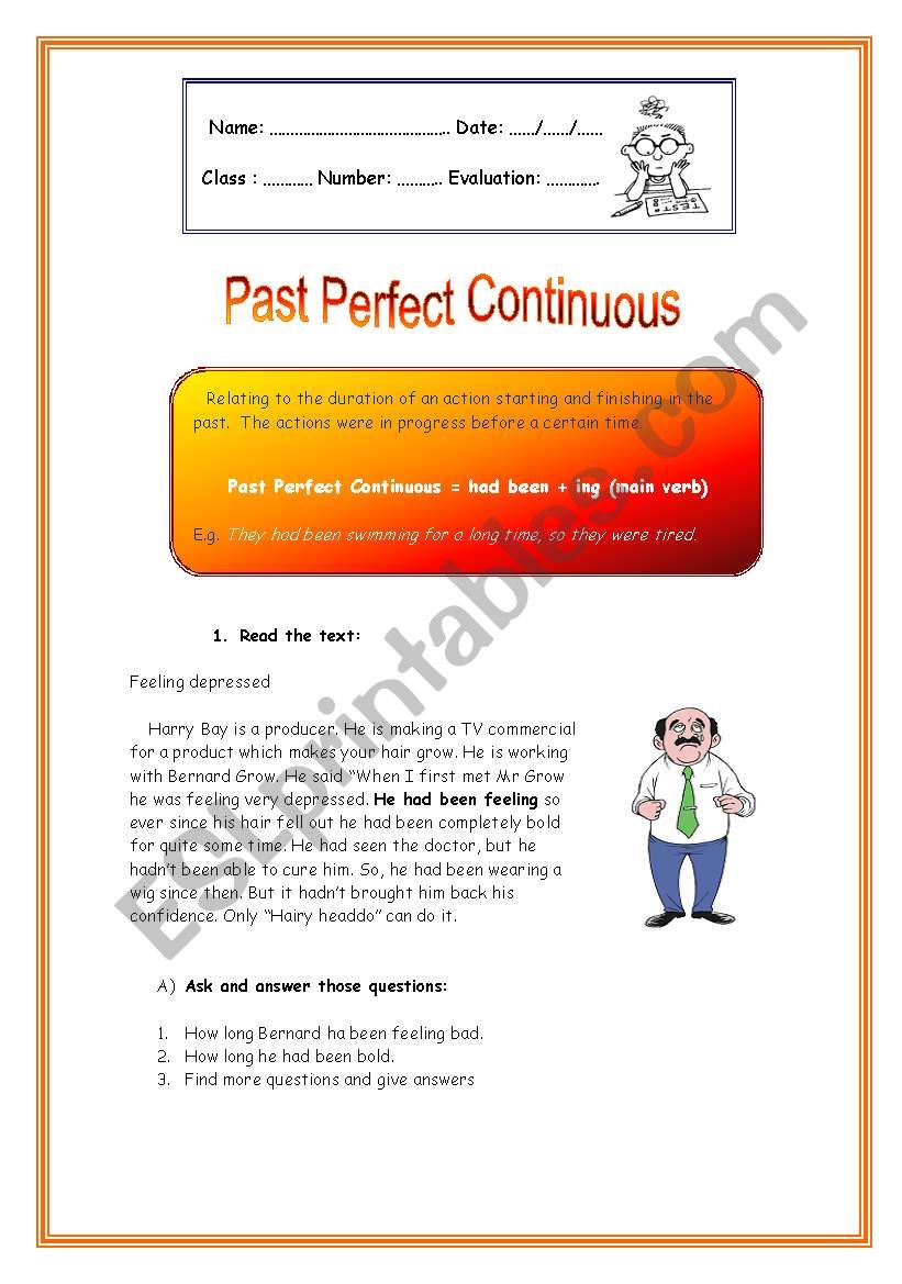Past Perfect Continuous  worksheet