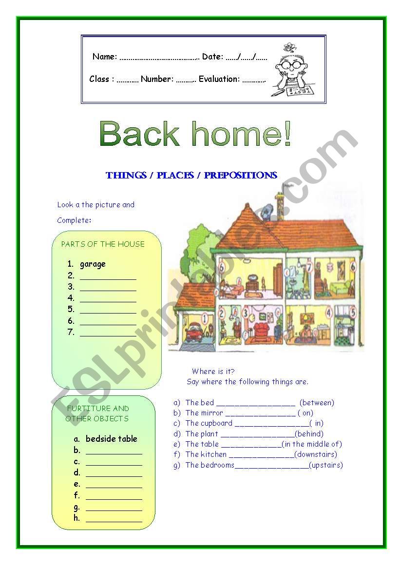 Back Home worksheet