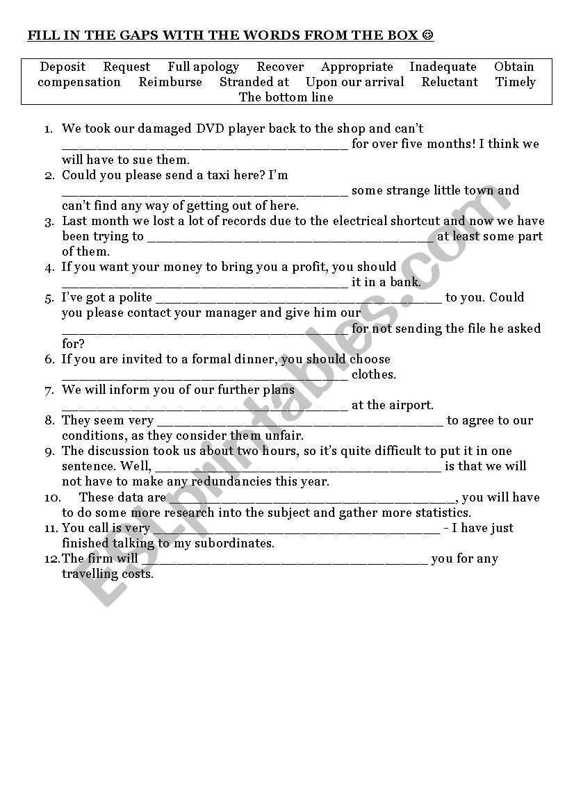 Fill in the Gaps_Letter worksheet