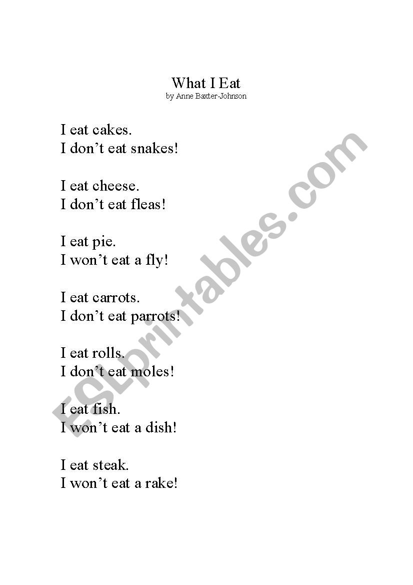 I Eat Cakes! worksheet