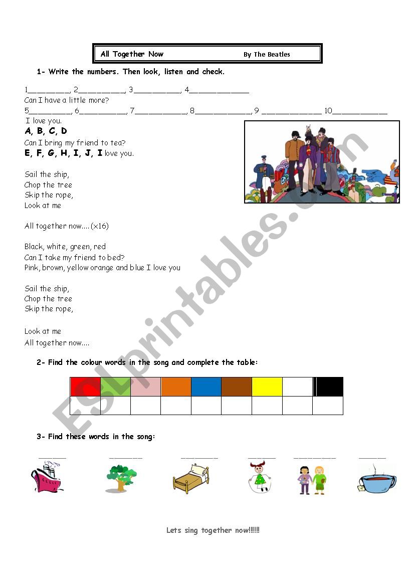 All Together Now worksheet