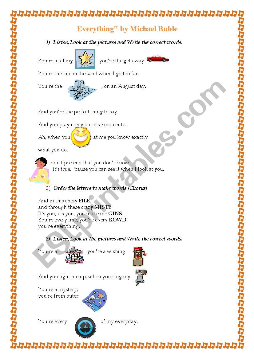 Everything - Michael Buble worksheet