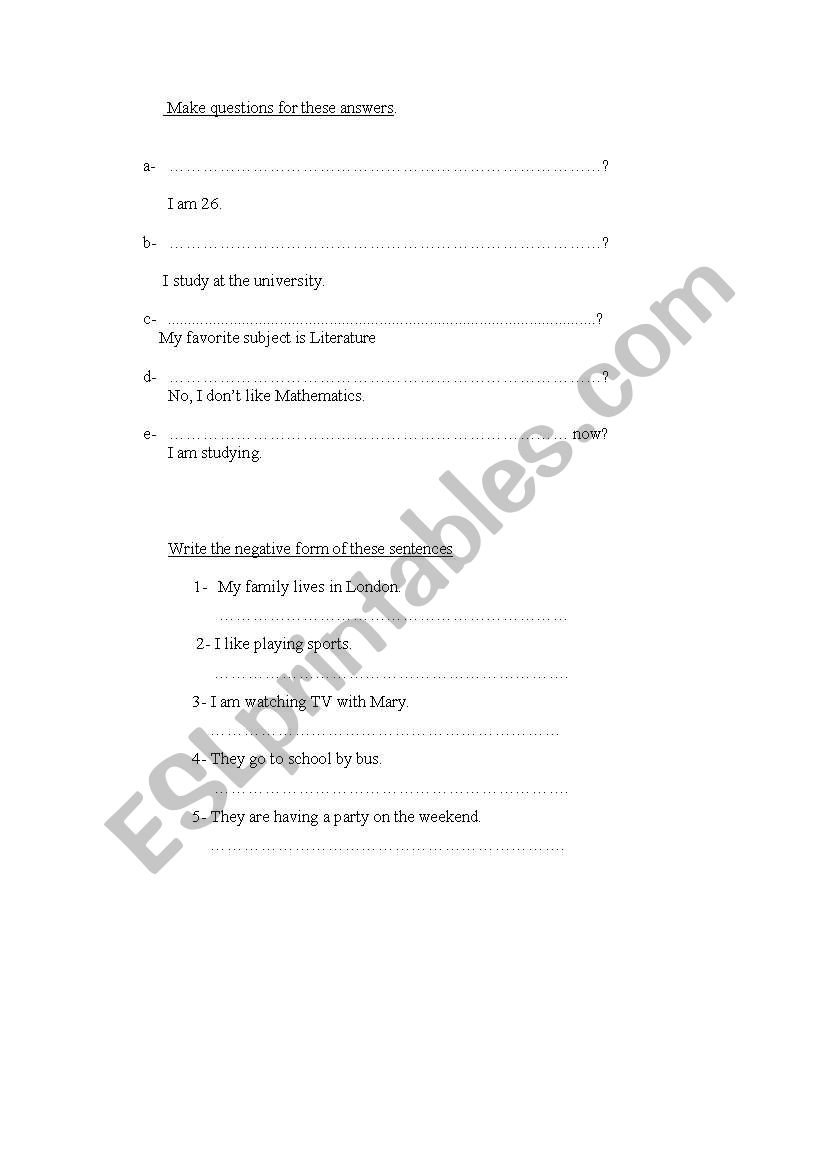Present Simple & Continuous exercises