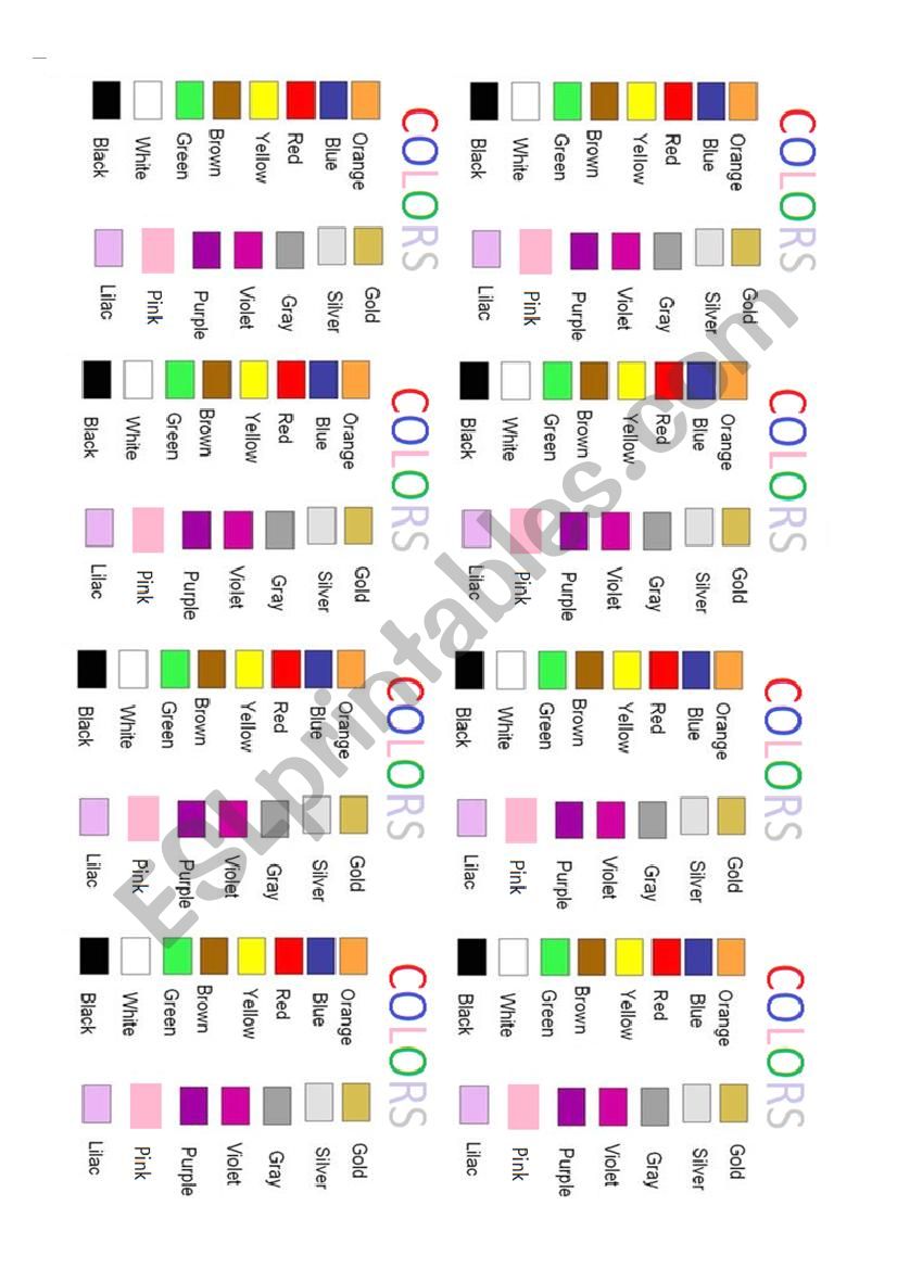 COLORS - LEGEND worksheet