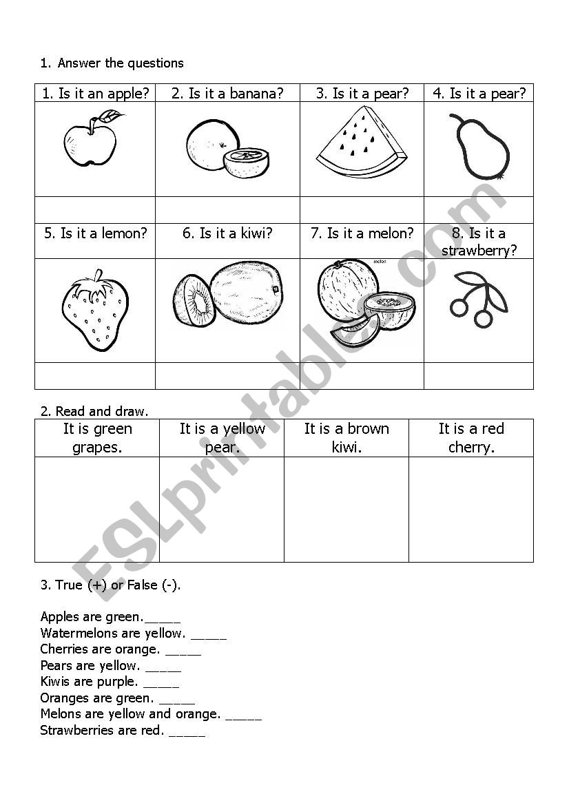Fruit and colors worksheet