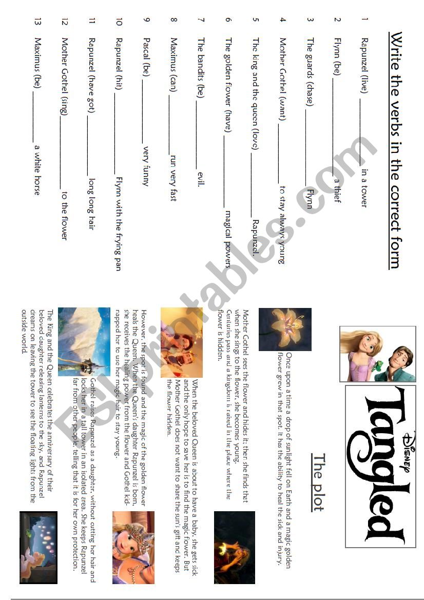 tangled booklet -  part 1/4 worksheet