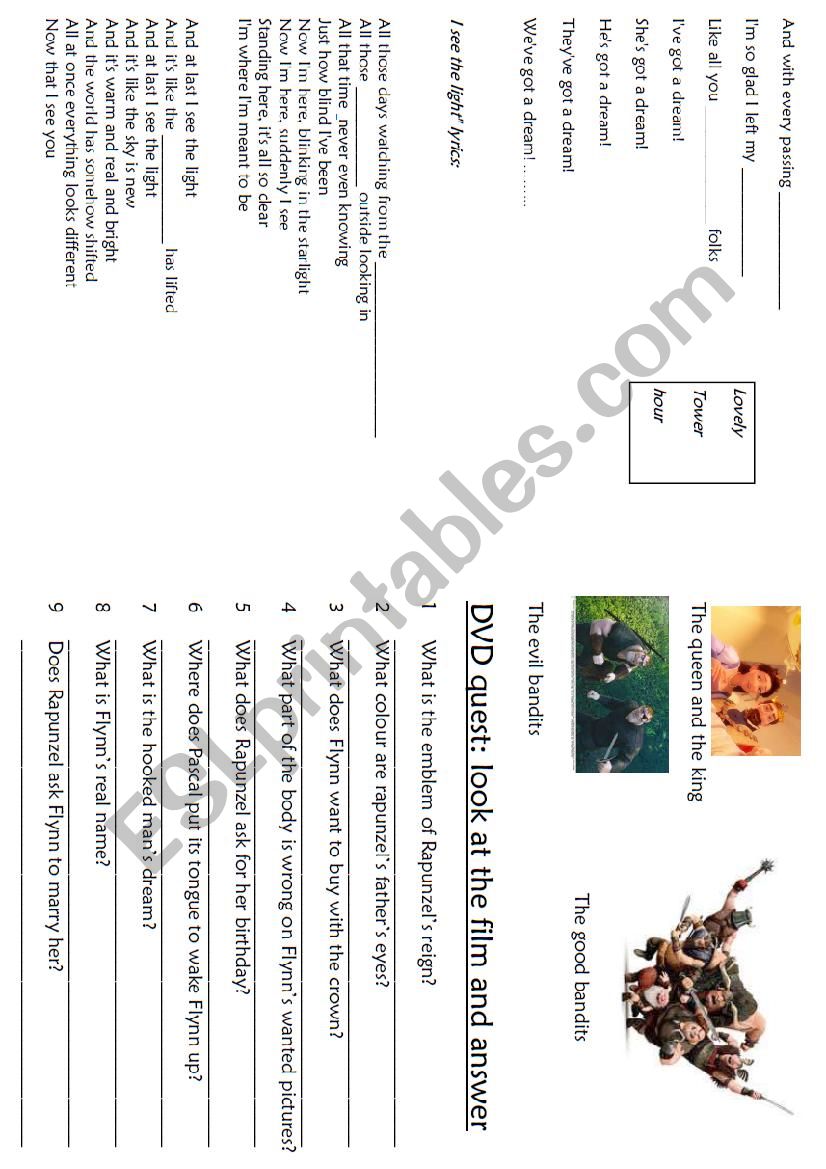 tangled booklet - part 3/4 worksheet