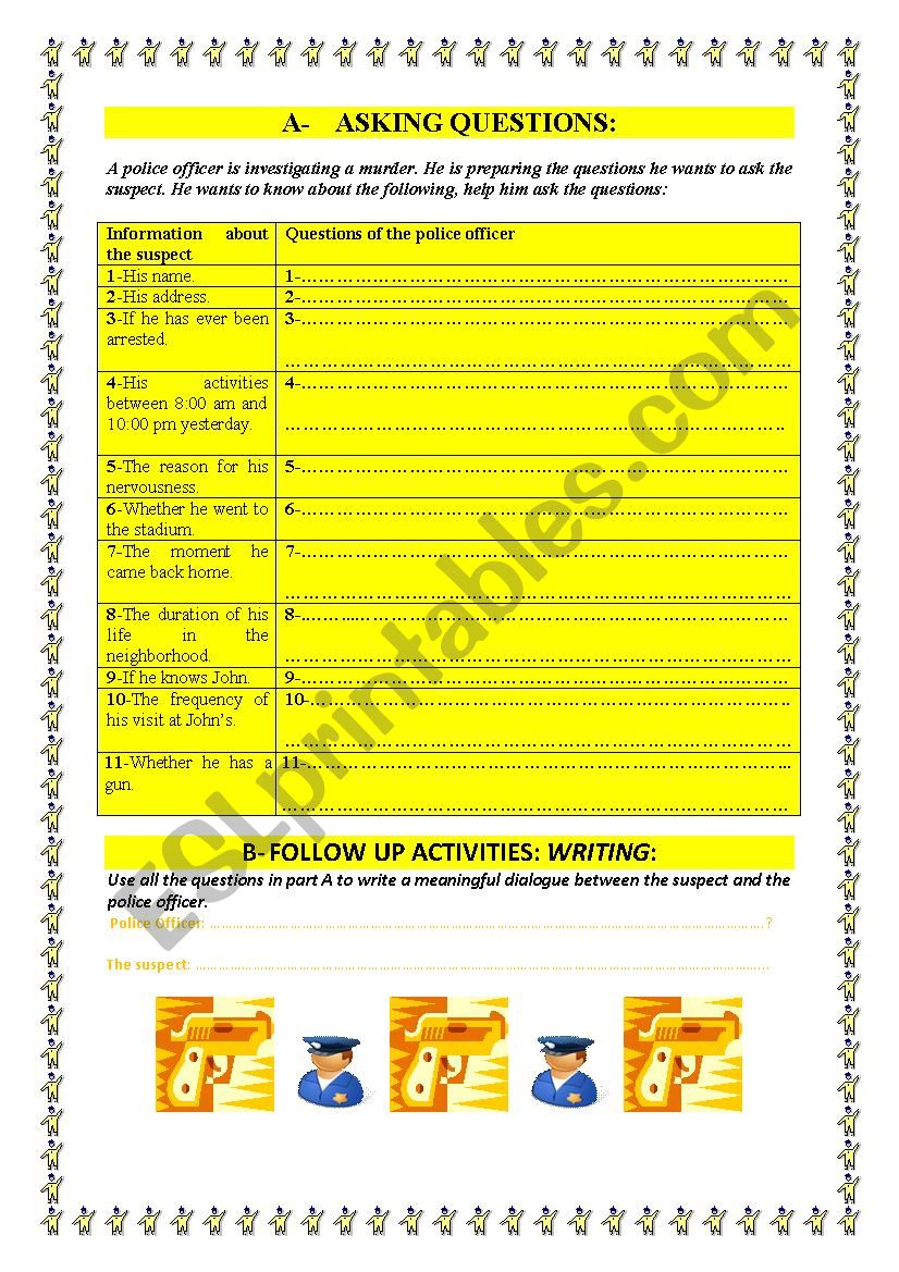 Asking questions worksheet