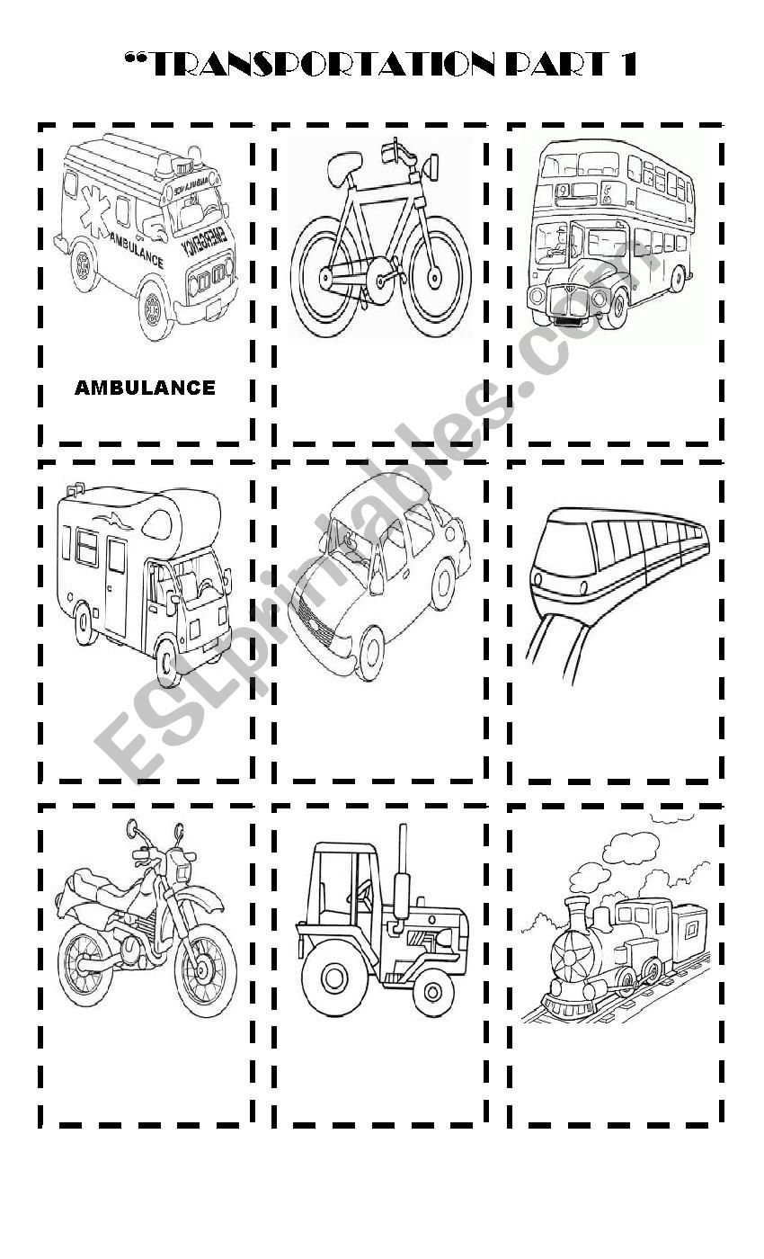 Means of transport part 1 worksheet