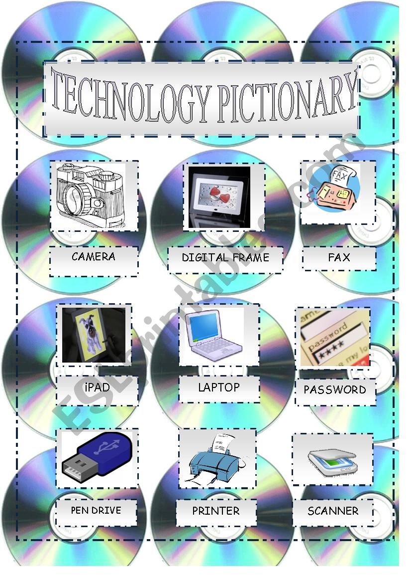 TECHNOLOGY PICTIONARY worksheet