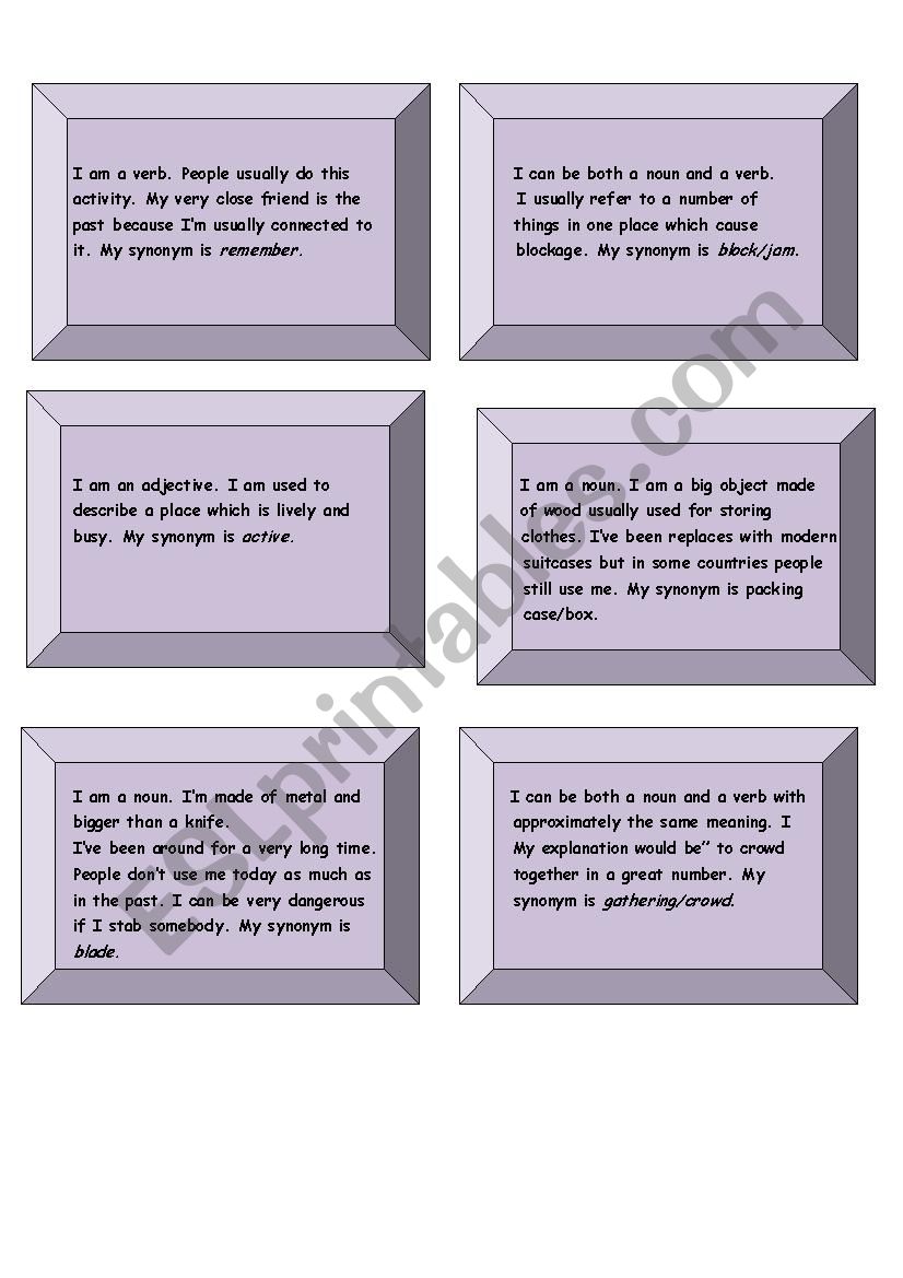 Words and their meaning worksheet