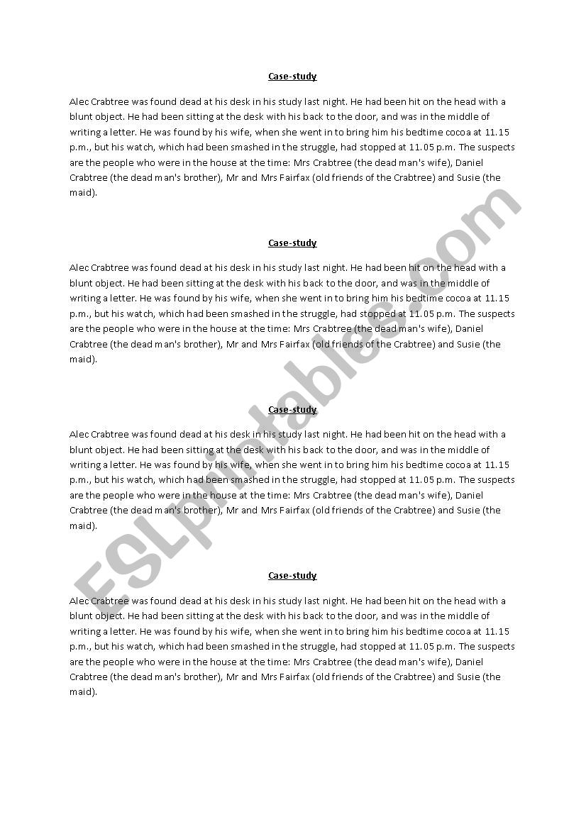 detective story worksheet