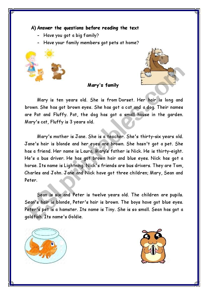 Family worksheet