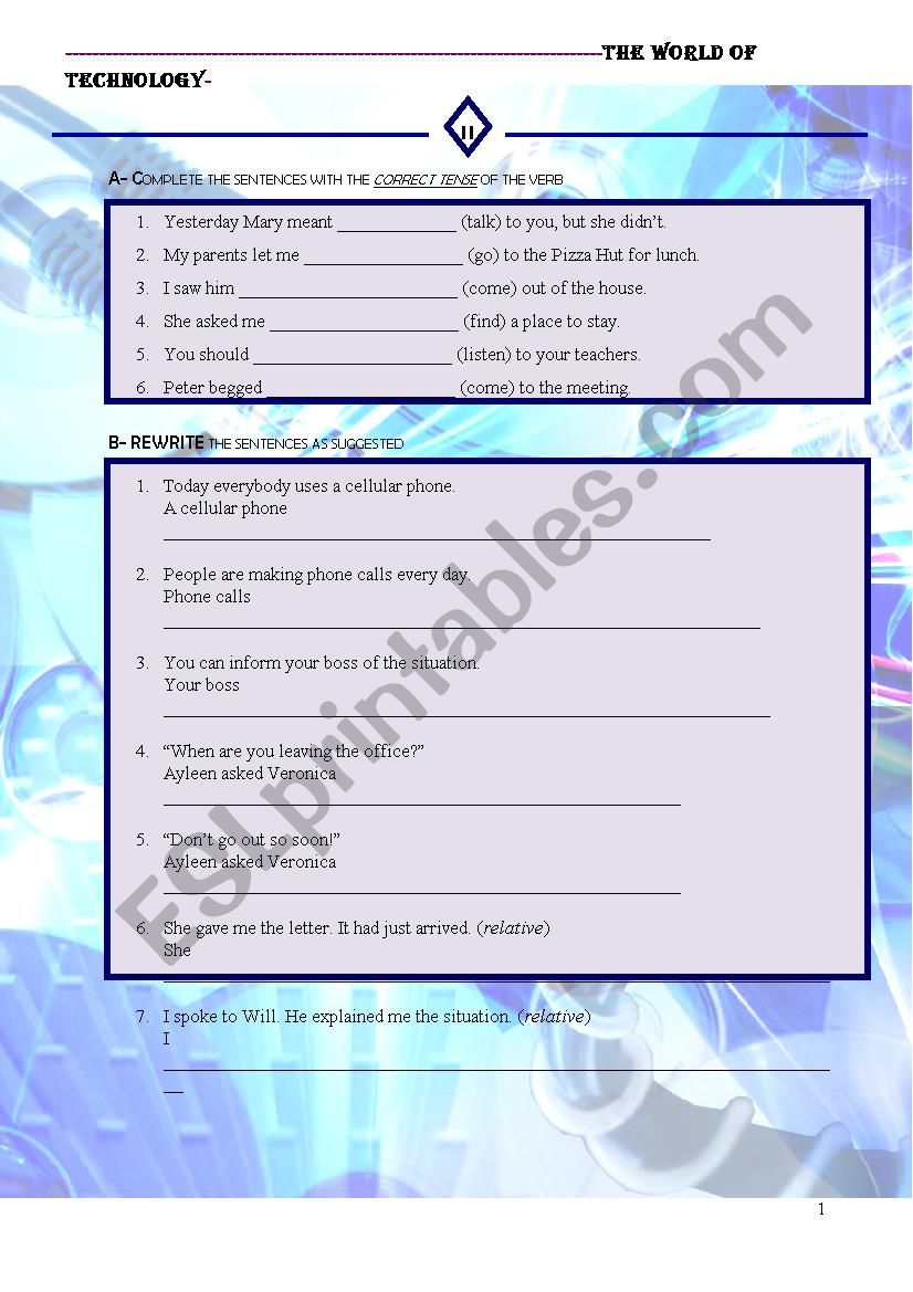 TECHNOLOGY 2/2 worksheet