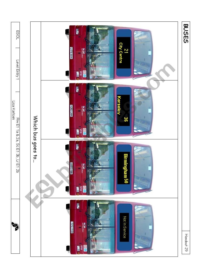 Travelling by bus worksheet